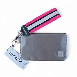 IHKWIP XL RFID Wristlet Pouch Silver Water Repellent ID Wallet NWT